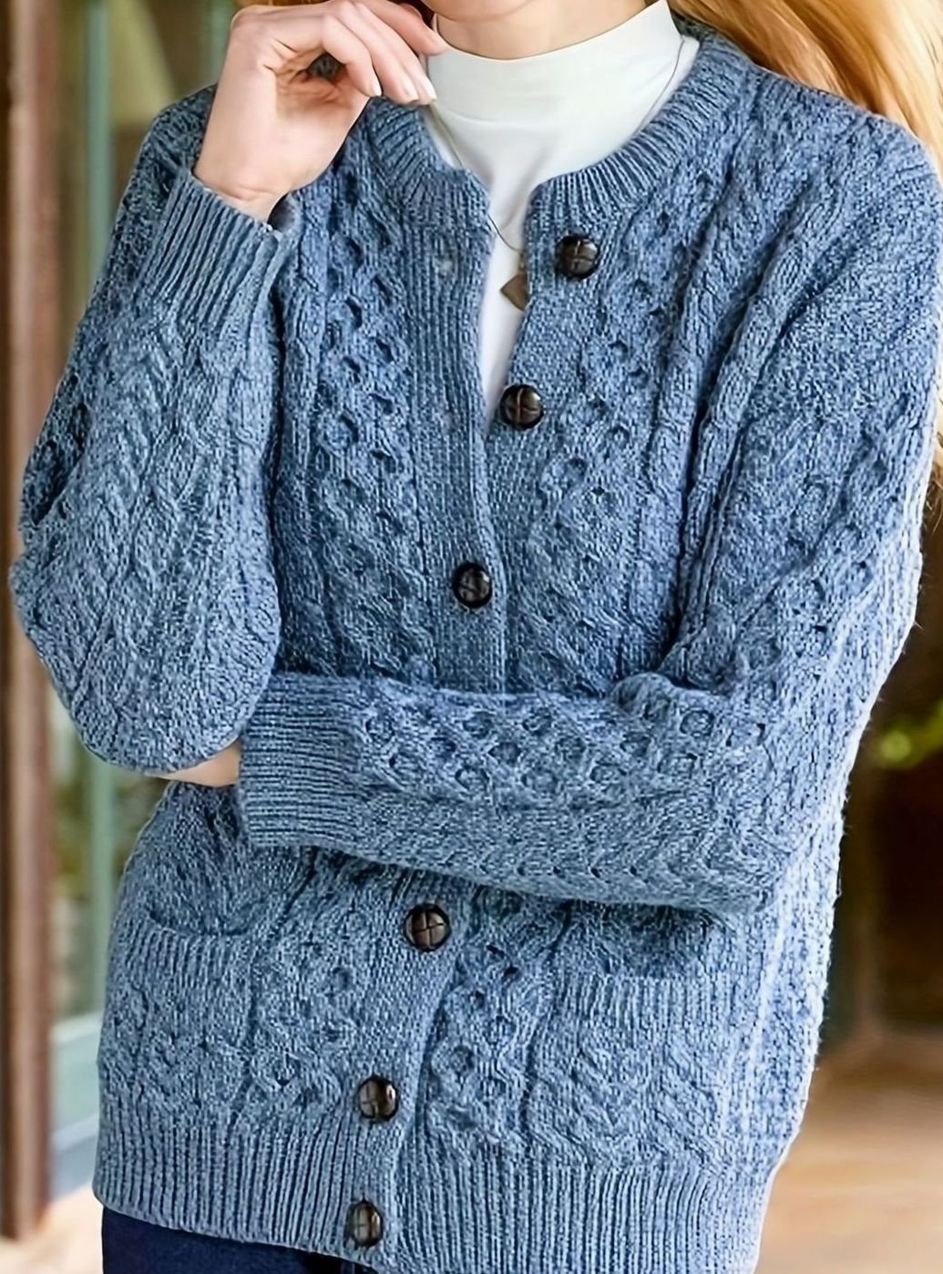 Layla | Women's Cable-Knit Button-Front Relaxed Cardigan Sweater