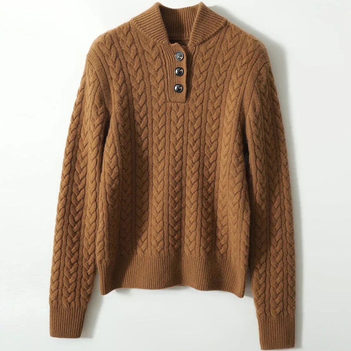 Grace | Women's Cable-Knit Button-Neck Long-Sleeve Sweater