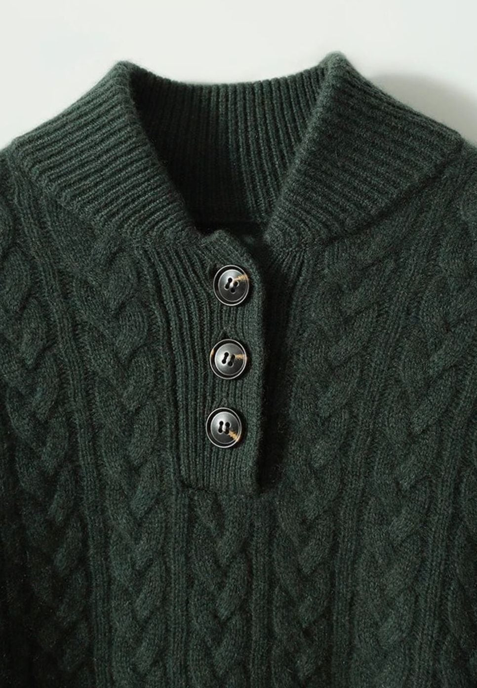 Grace | Women's Cable-Knit Button-Neck Long-Sleeve Sweater