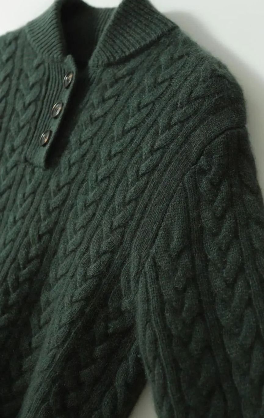 Grace | Women's Cable-Knit Button-Neck Long-Sleeve Sweater