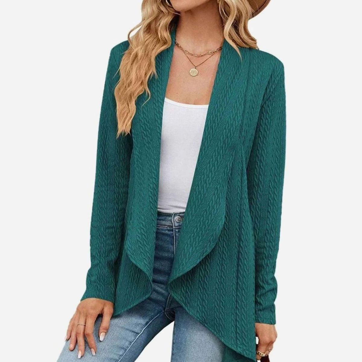 Olivia | Women's Cable-Knit Open-Front Long-Sleeve Cardigan Sweater