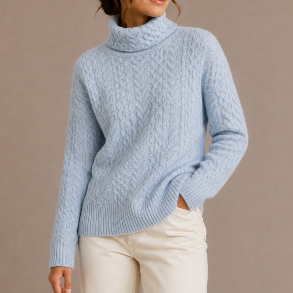 Scarlett | Women's Cable Knit Turtleneck Sweater Relaxed Chunky Pullover