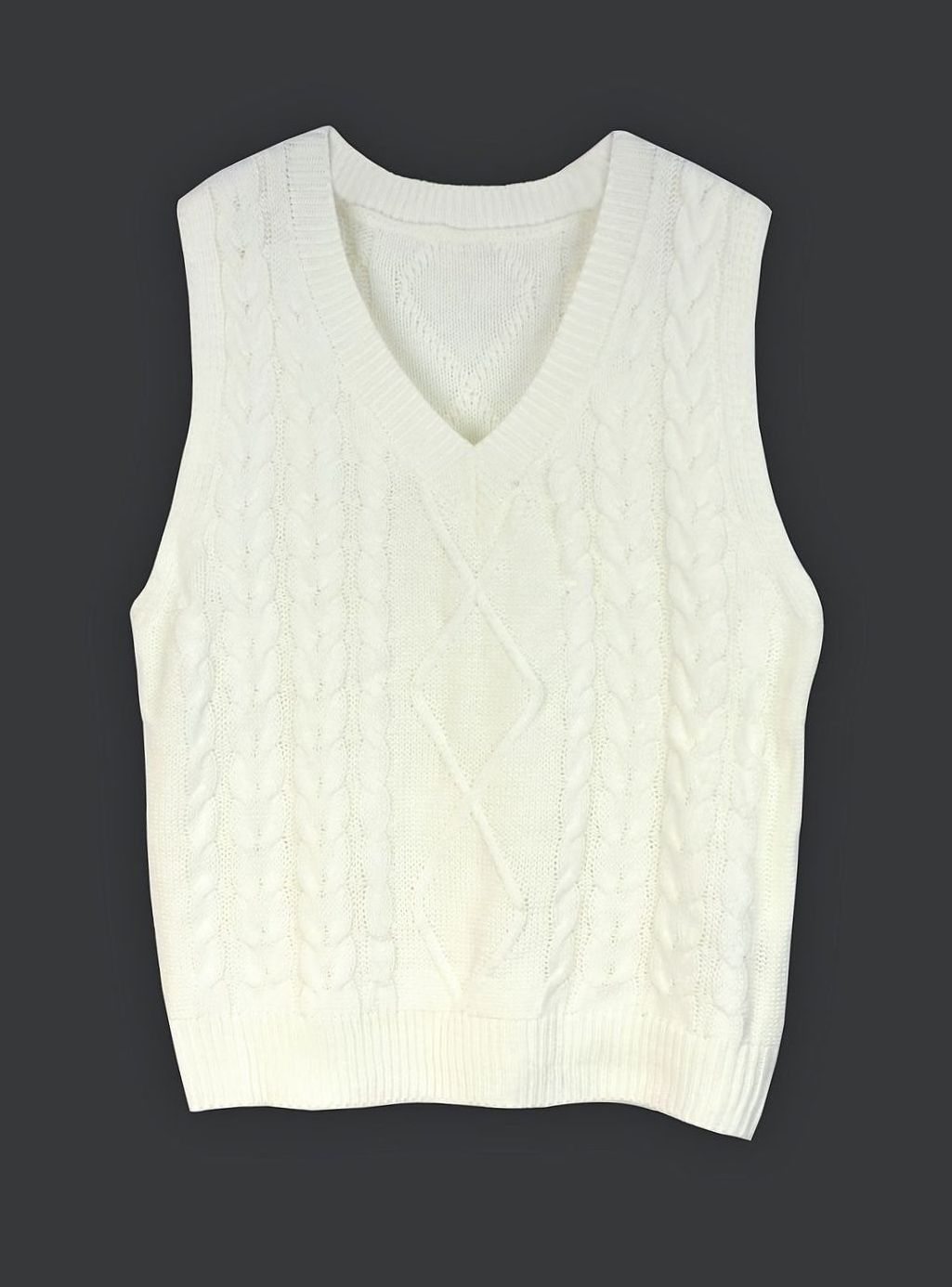 Grace | Women's Cable-Knit V-Neck Sweater Vest Relaxed Fit