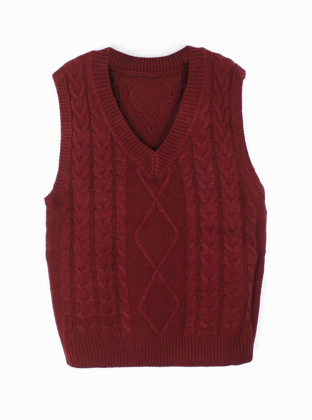 Grace | Women's Cable-Knit V-Neck Sweater Vest Relaxed Fit