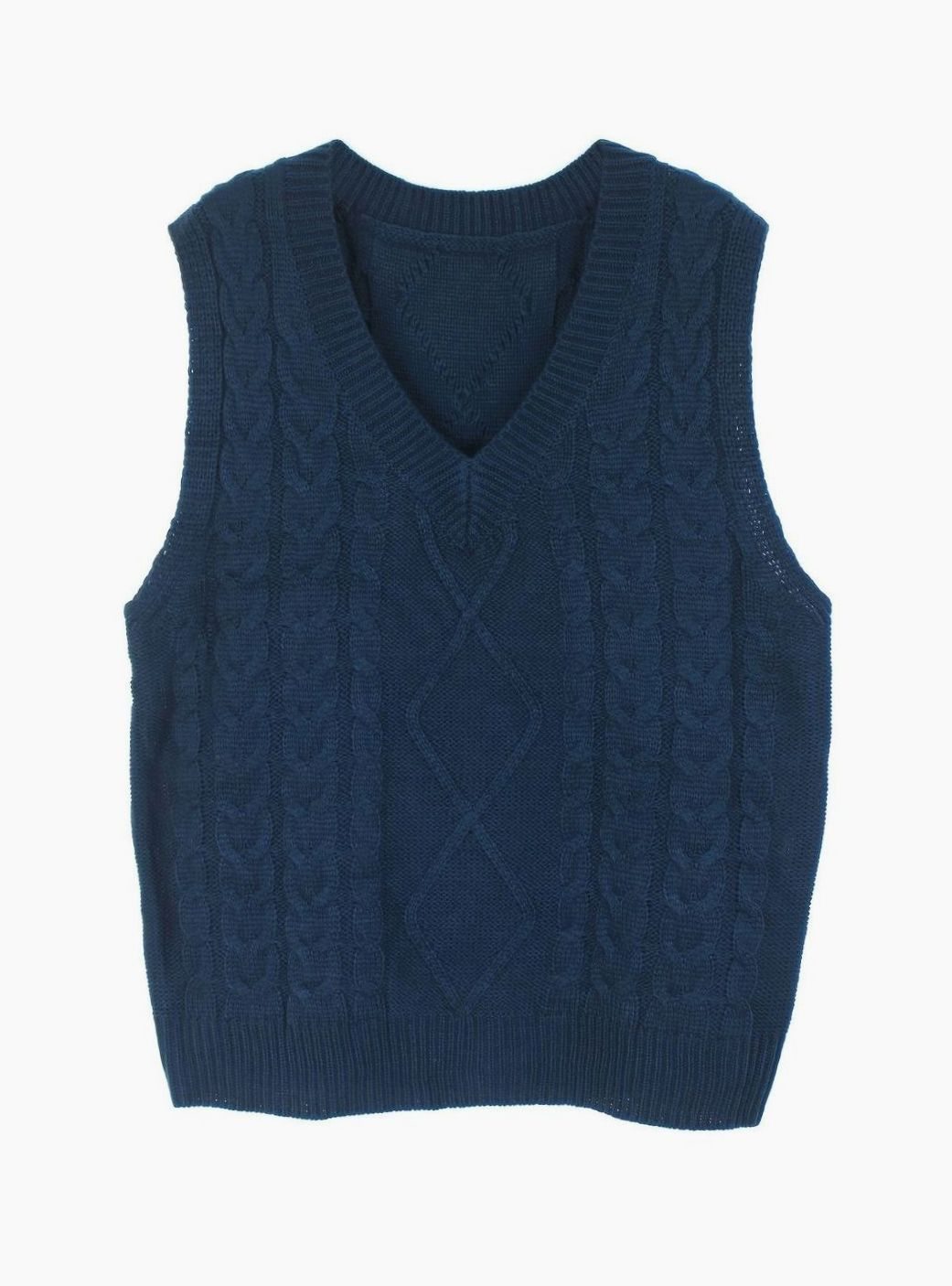Grace | Women's Cable-Knit V-Neck Sweater Vest Relaxed Fit