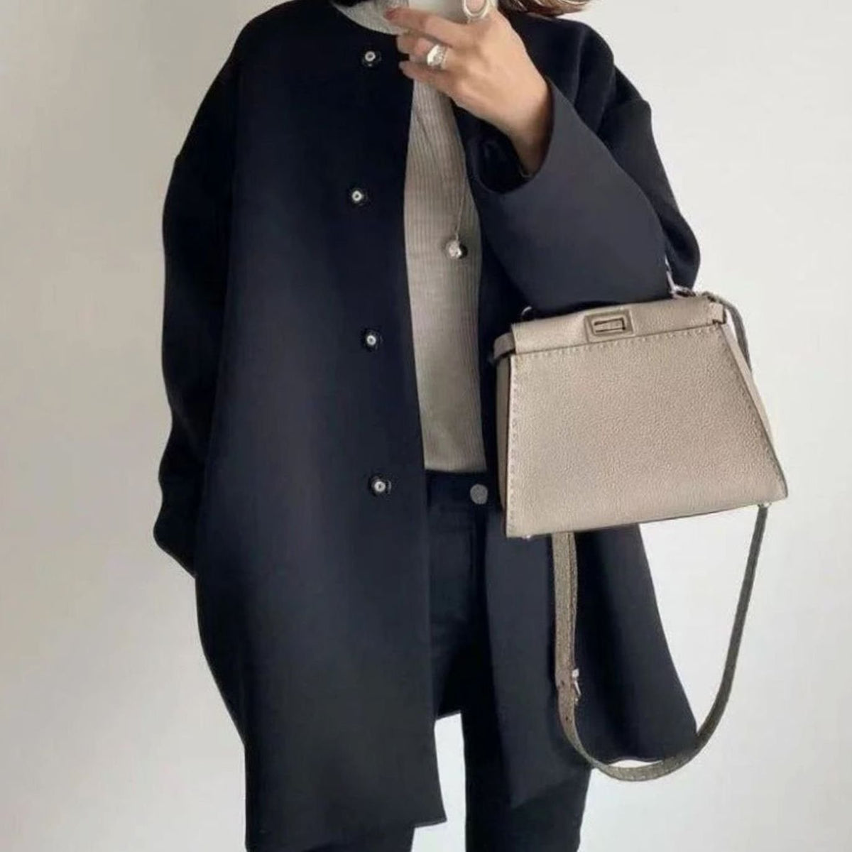 Camila | Women's Chic Winter Coat Collarless Button-Front Relaxed Fit