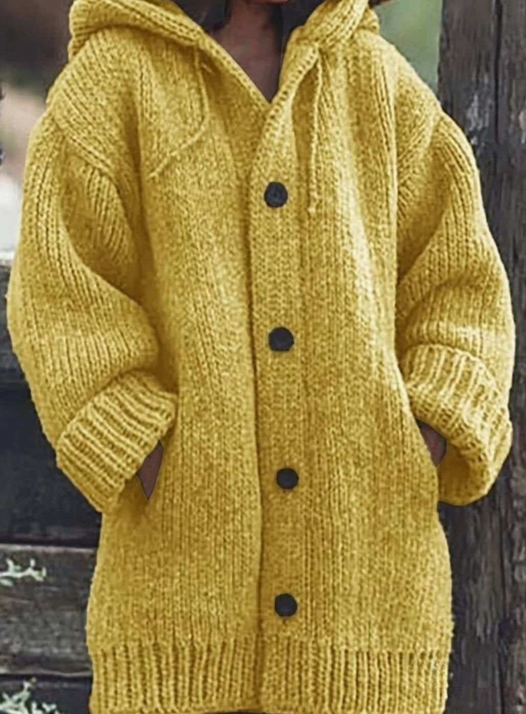 Luna | Women's Chunky Knit Hooded Oversized Cardigan with Pockets