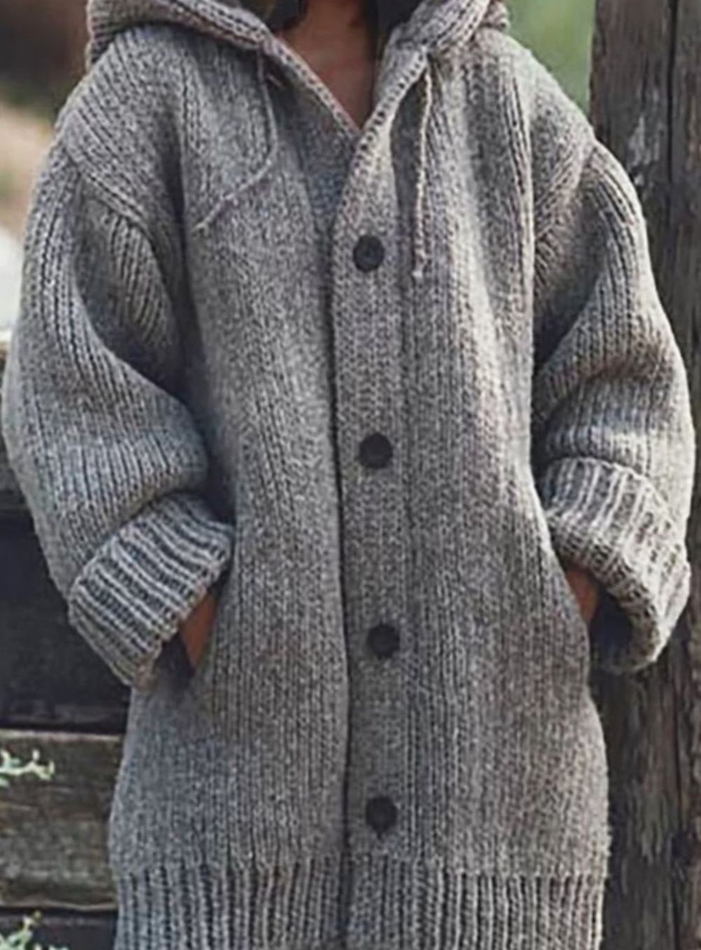 Luna | Women's Chunky Knit Hooded Oversized Cardigan with Pockets