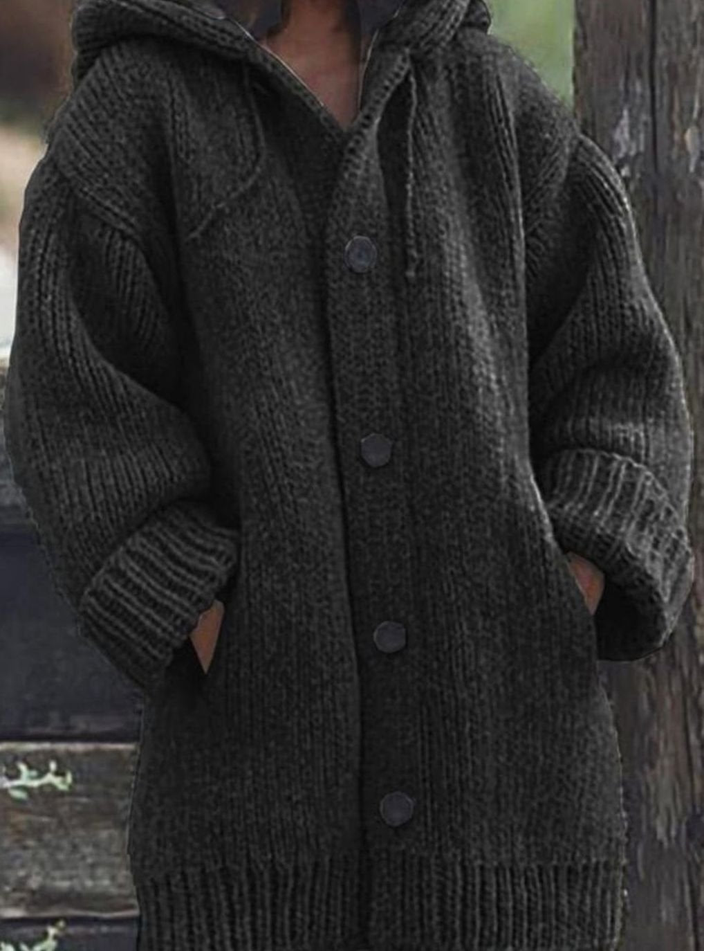 Luna | Women's Chunky Knit Hooded Oversized Cardigan with Pockets