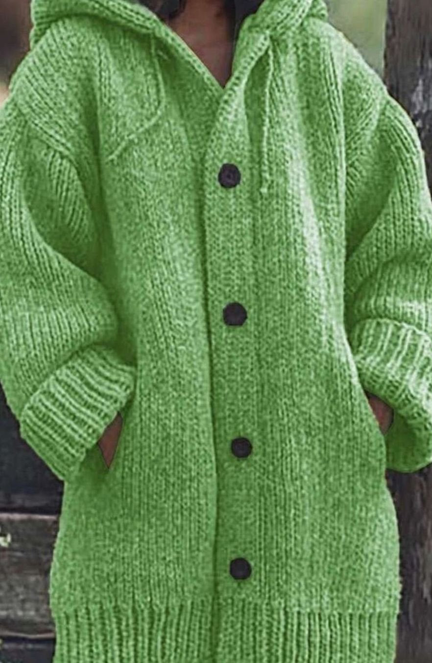 Luna | Women's Chunky Knit Hooded Oversized Cardigan with Pockets