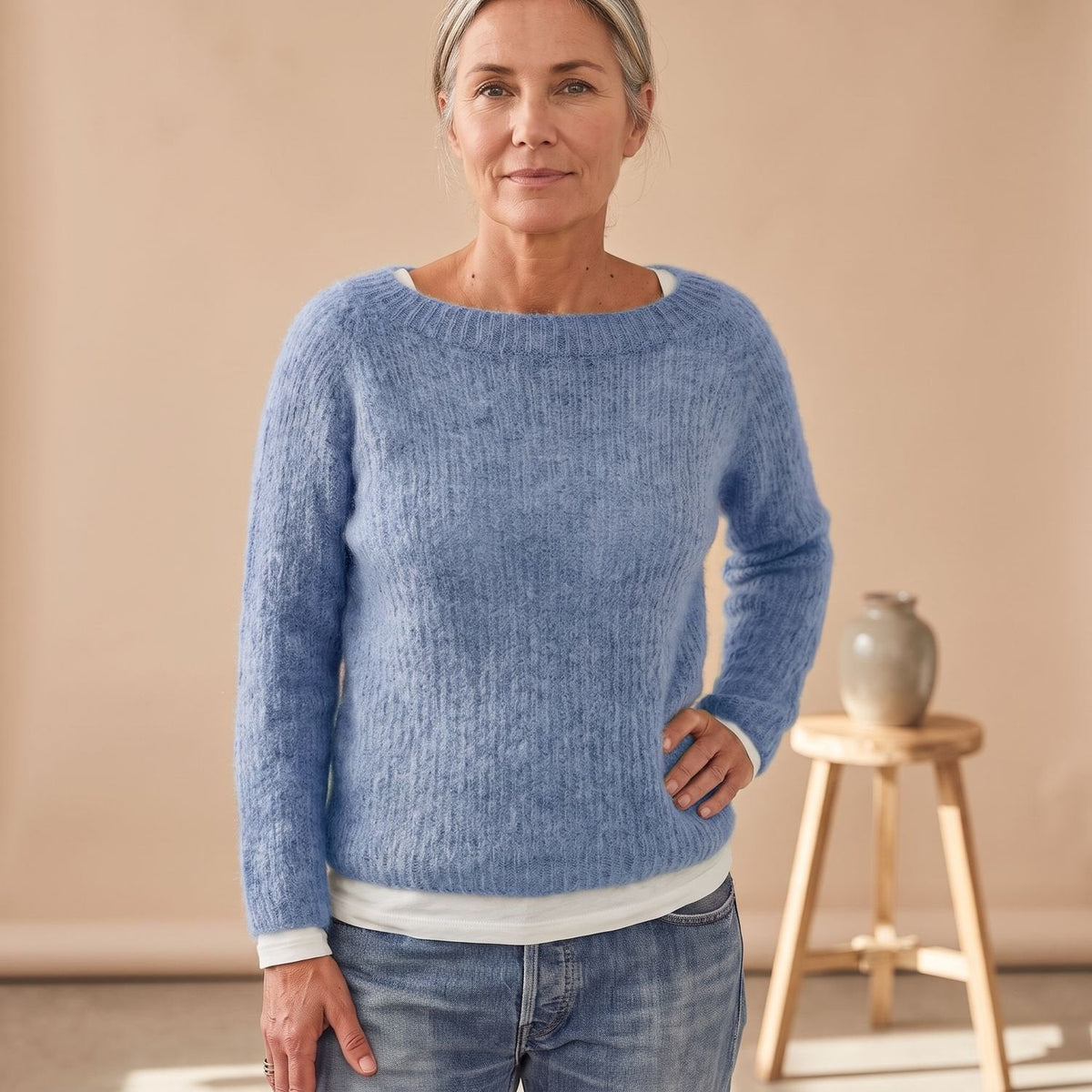 Penelope | Women's Chunky Knit Pullover Sweater Relaxed Boat Neck
