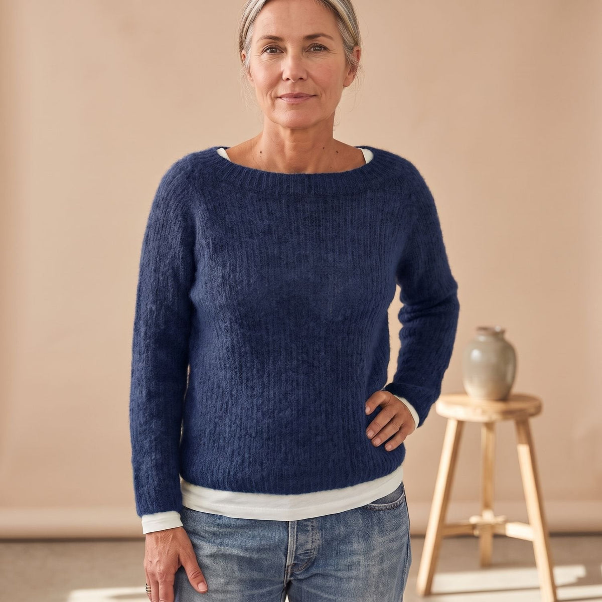 Penelope | Women's Chunky Knit Pullover Sweater Relaxed Boat Neck