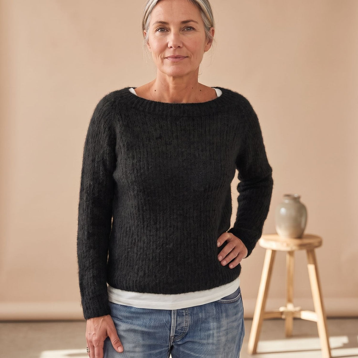 Penelope | Women's Chunky Knit Pullover Sweater Relaxed Boat Neck