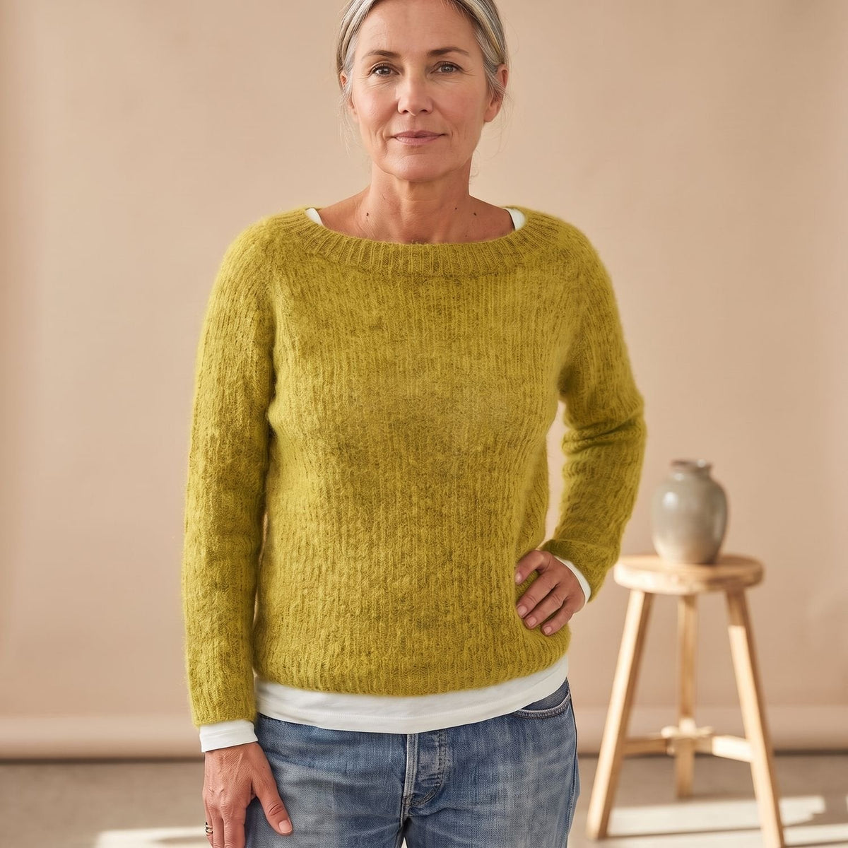 Penelope | Women's Chunky Knit Pullover Sweater Relaxed Boat Neck