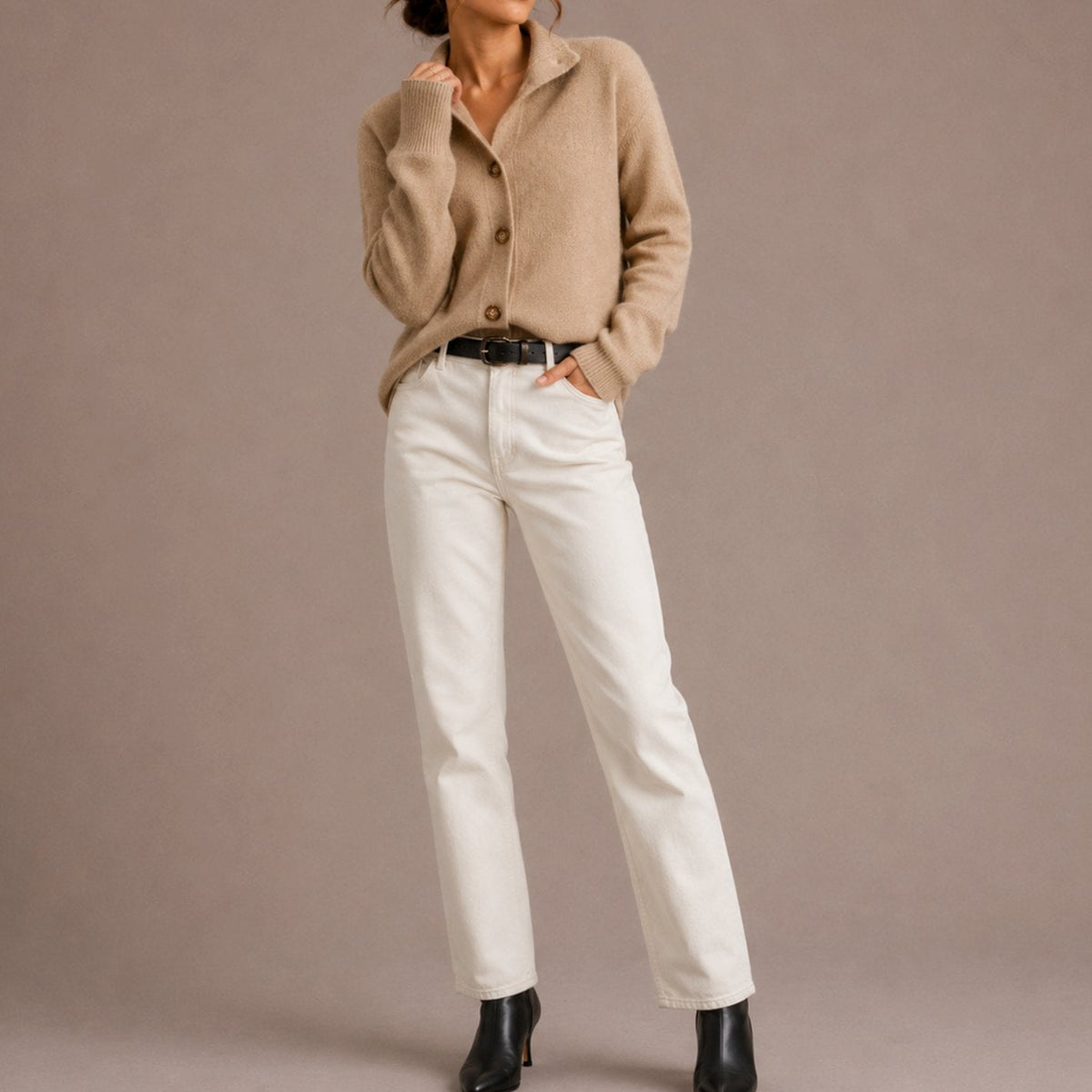 Amelia | Women's Collared Button-Up Relaxed-Fit Knit Cardigan