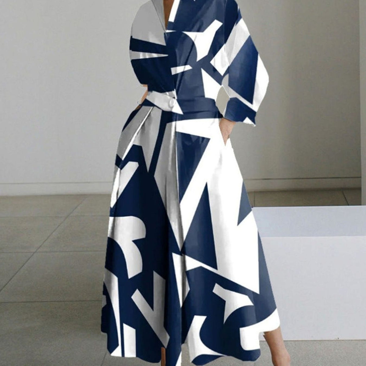 Aria | Women's Collared Maxi Shirt Dress Long Sleeve Newspaper Print