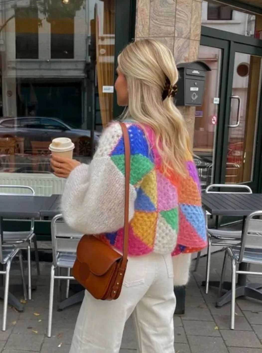 Madison | Women's Color Block Cropped Knit Cardigan Sweater