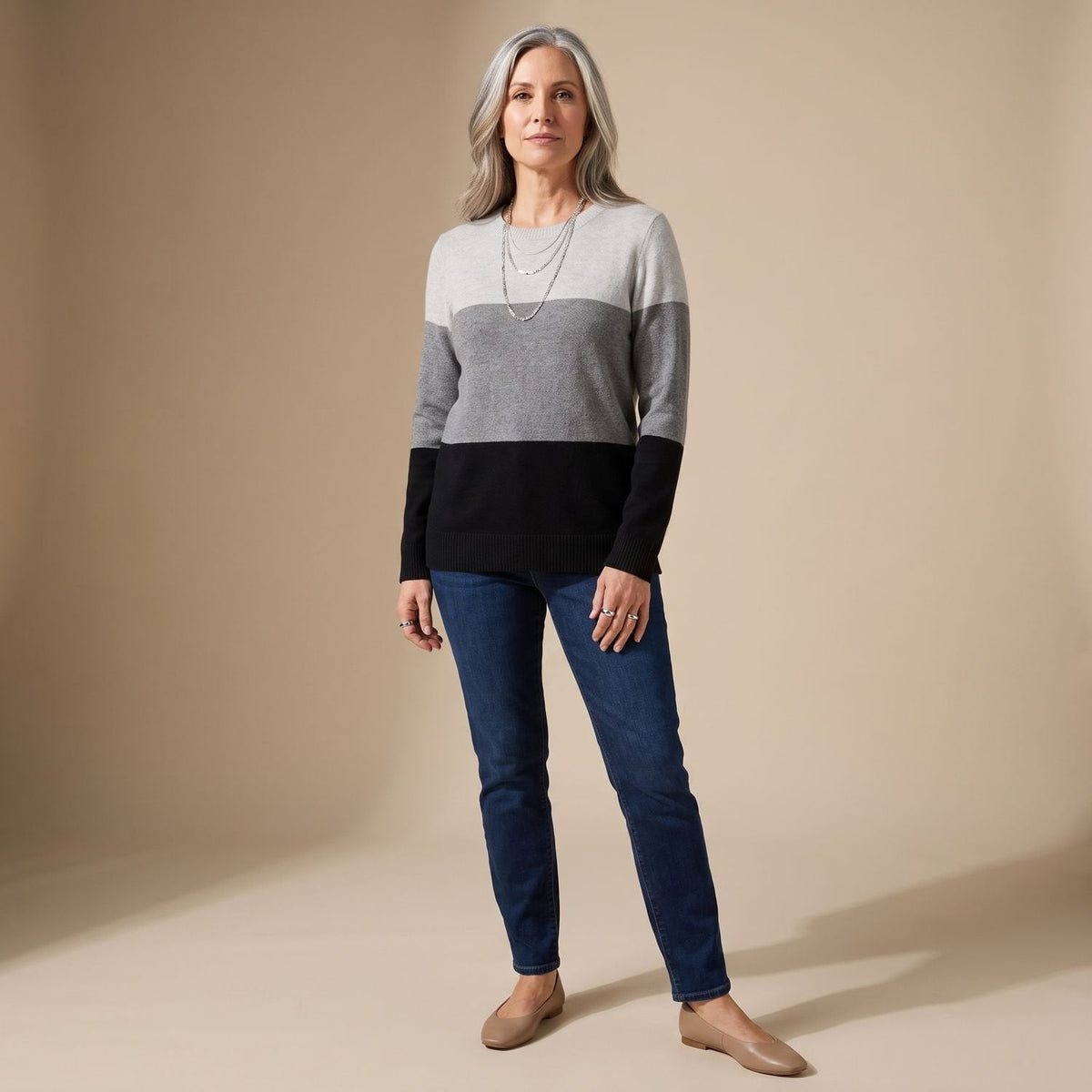 Penelope | Women's Color-Block Relaxed-Fit Boat-Neck Knit Sweater