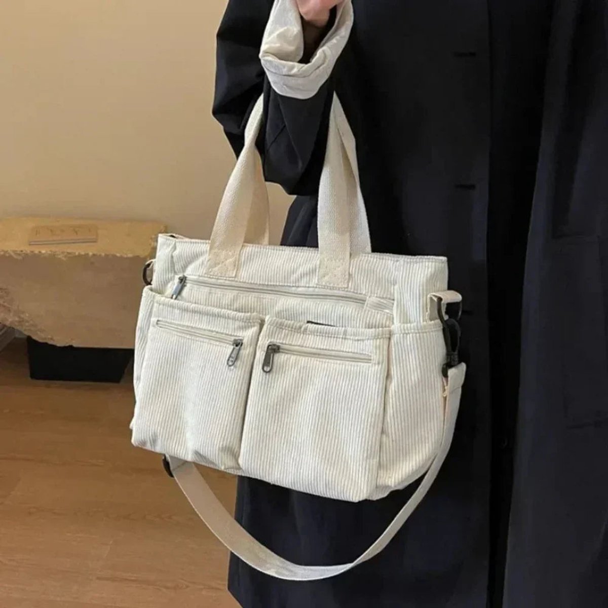 Penelope | Women's Corduroy Multi-Pocket Shoulder Tote Bag