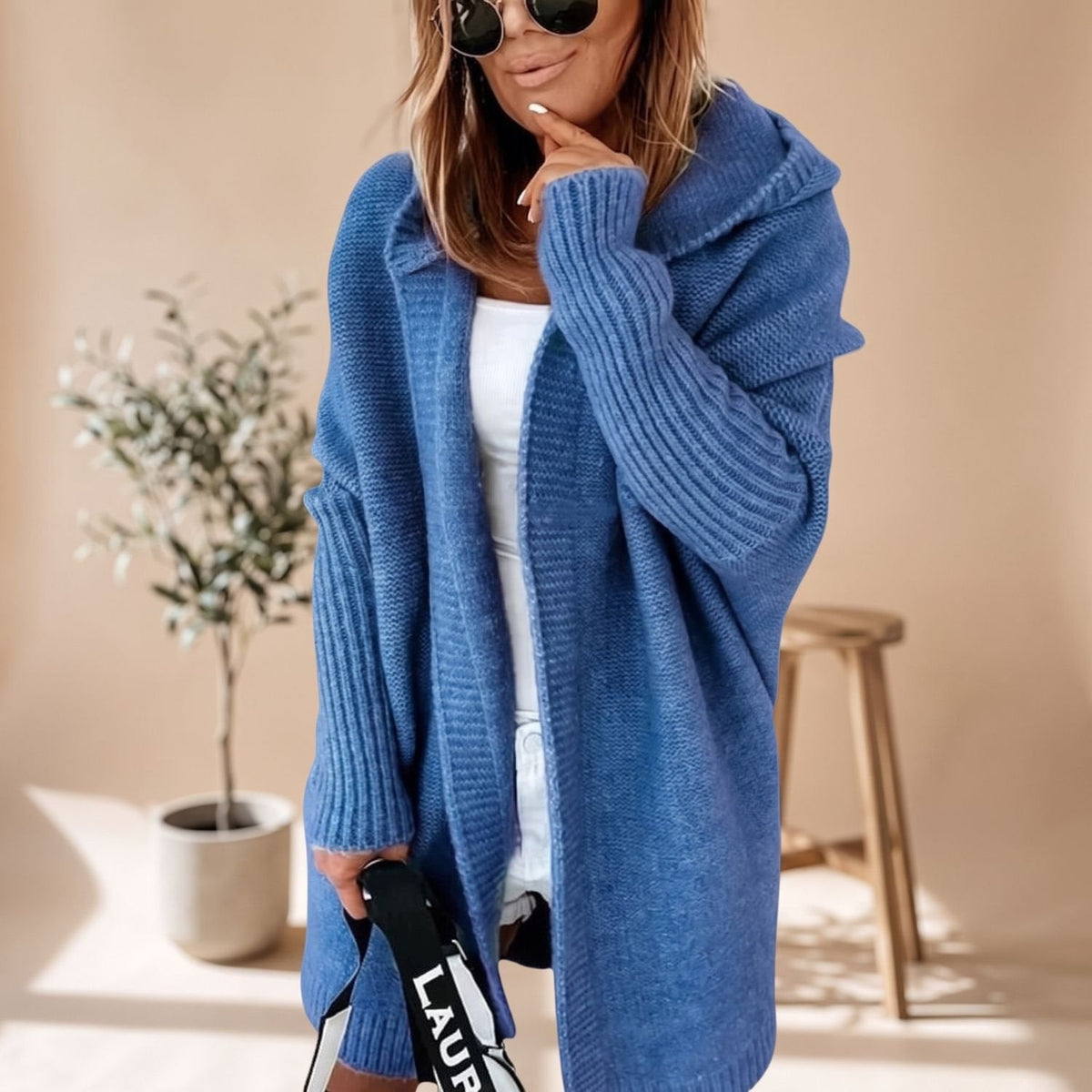 Madison | Women's Cozy Hooded Open-Front Knit Cardigan