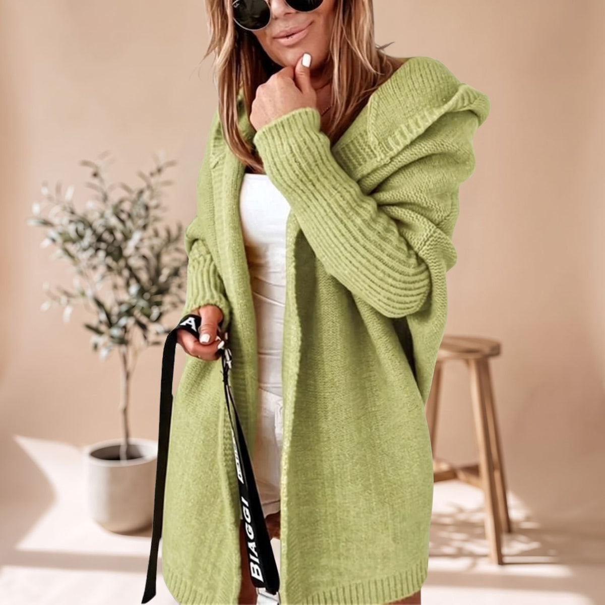 Madison | Women's Cozy Hooded Open-Front Knit Cardigan