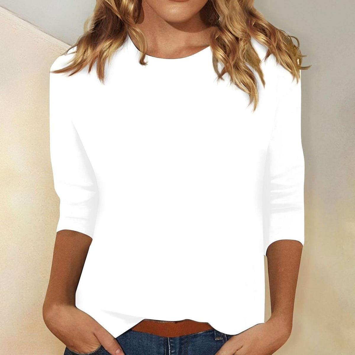 Harper | Women's Crew Neck 3/4 Sleeve Relaxed Casual Top