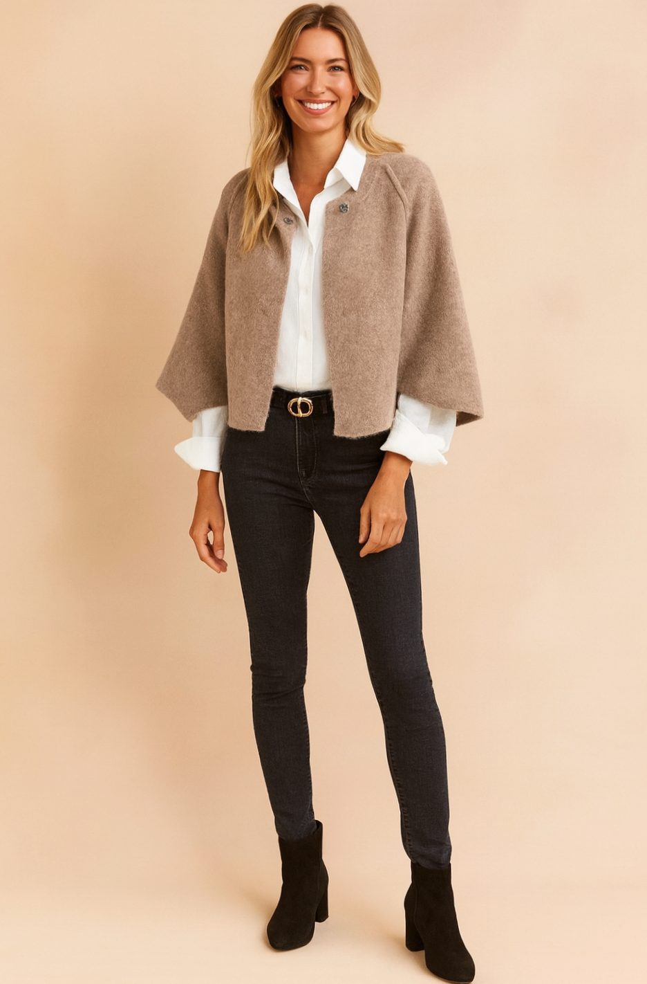 Victoria | Women's Cropped Cape-Style Button-Front Jacket