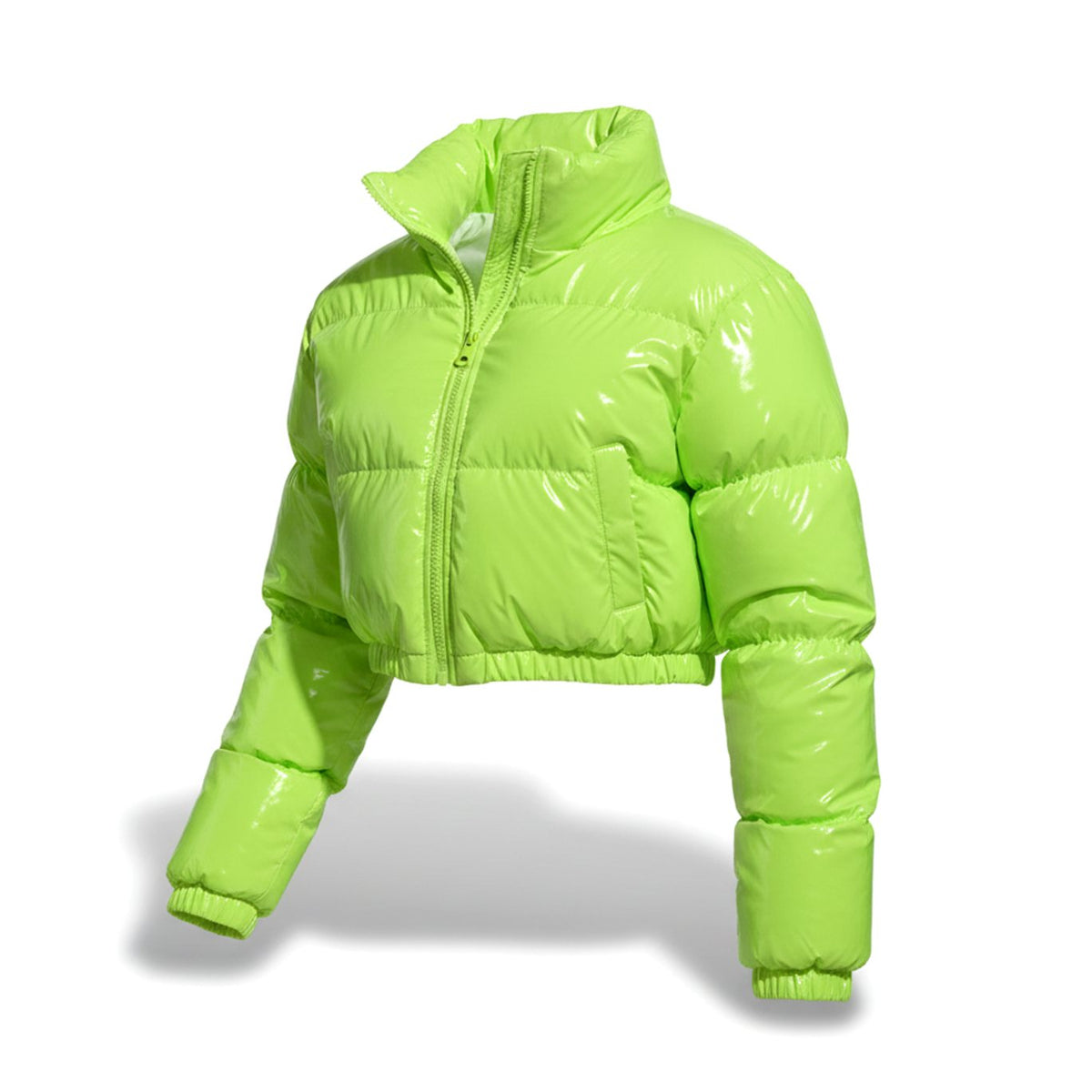 Amelia | Women's Cropped Glossy Zip-Up Stylish Puffer Jacket