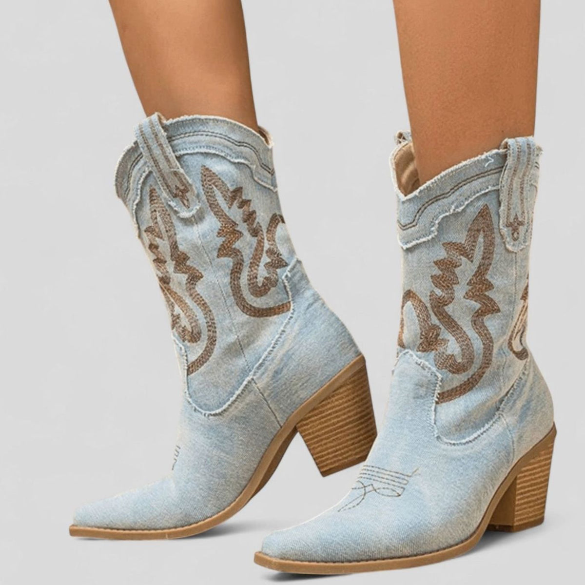 Evelyn | Women's Denim Embroidered Western Cowboy Boots