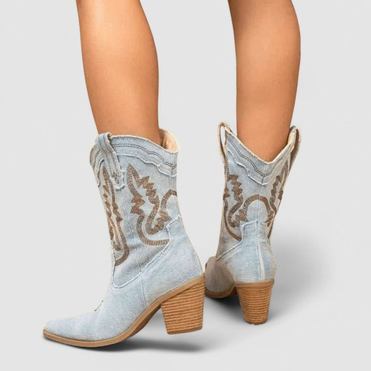 Evelyn | Women's Denim Embroidered Western Cowboy Boots