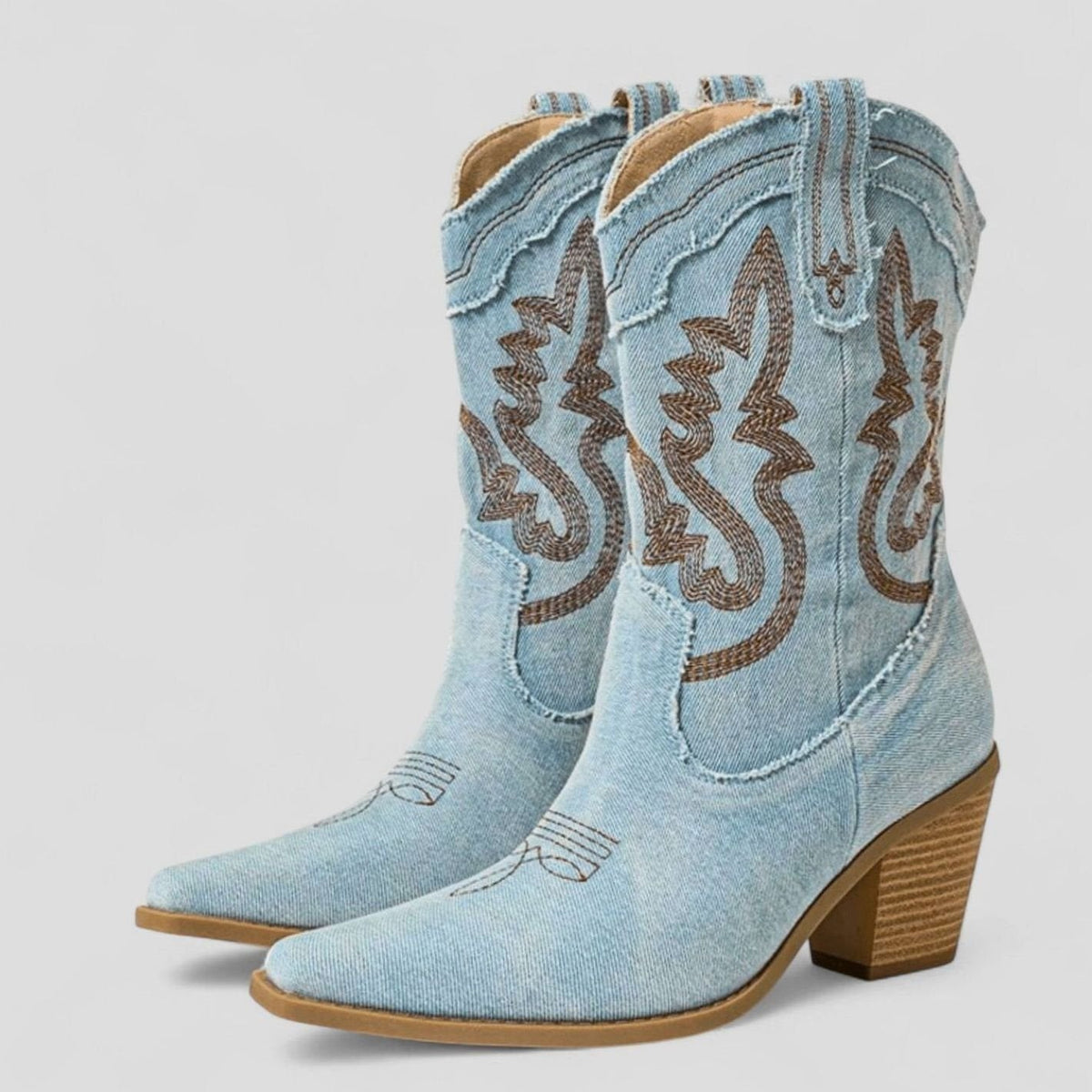Evelyn | Women's Denim Embroidered Western Cowboy Boots