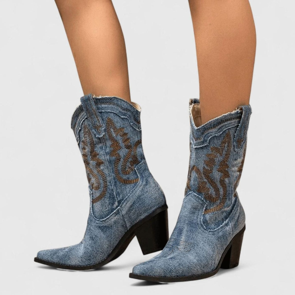 Evelyn | Women's Denim Embroidered Western Cowboy Boots