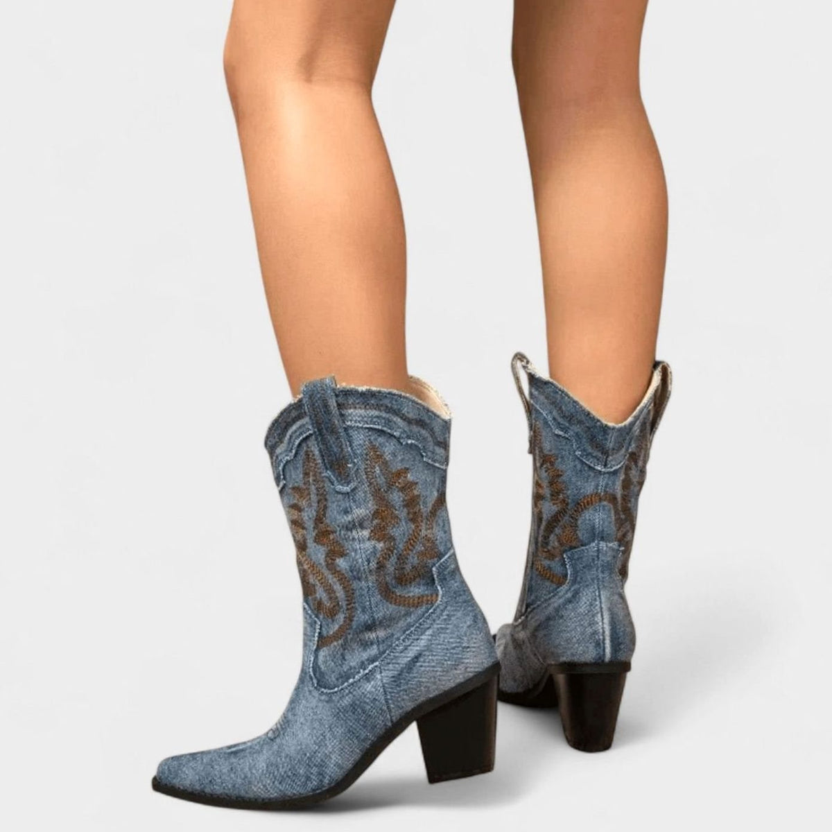 Evelyn | Women's Denim Embroidered Western Cowboy Boots