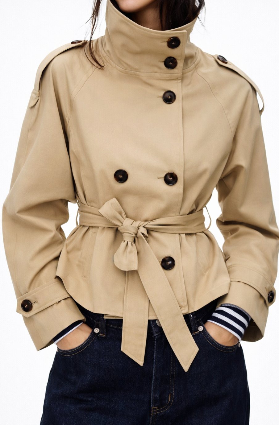Evelyn | Women's Double-Breasted Belted Trench Coat Blazer