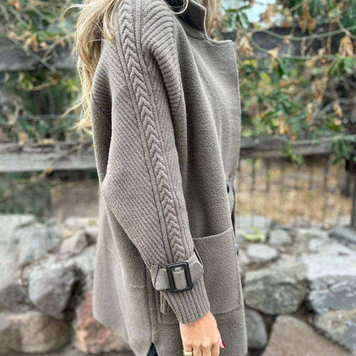Emma | Women's Double-Breasted Knit-Sleeve Winter Coat
