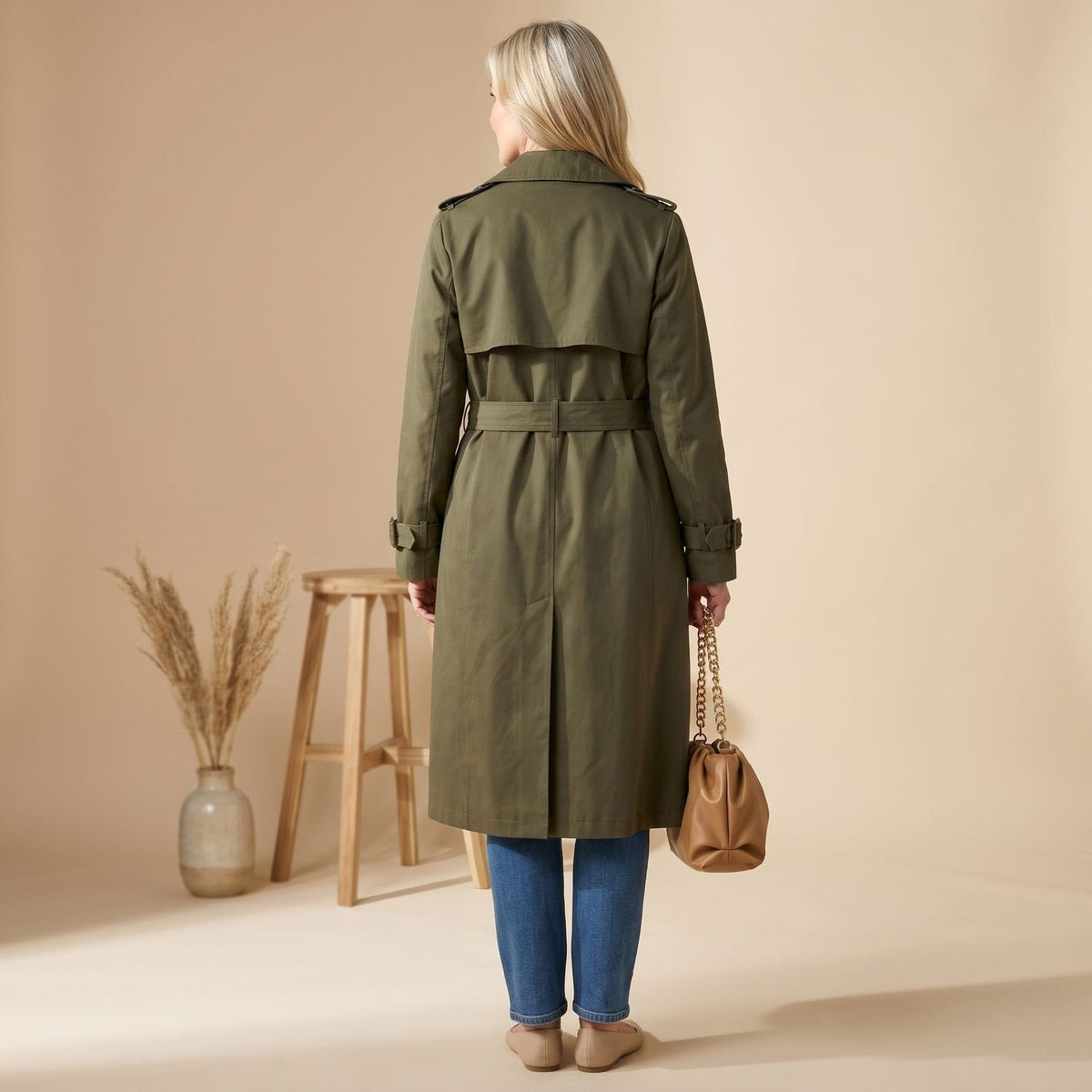 Luna | Women's Double-Breasted Long-Line Lapel Trench Coat