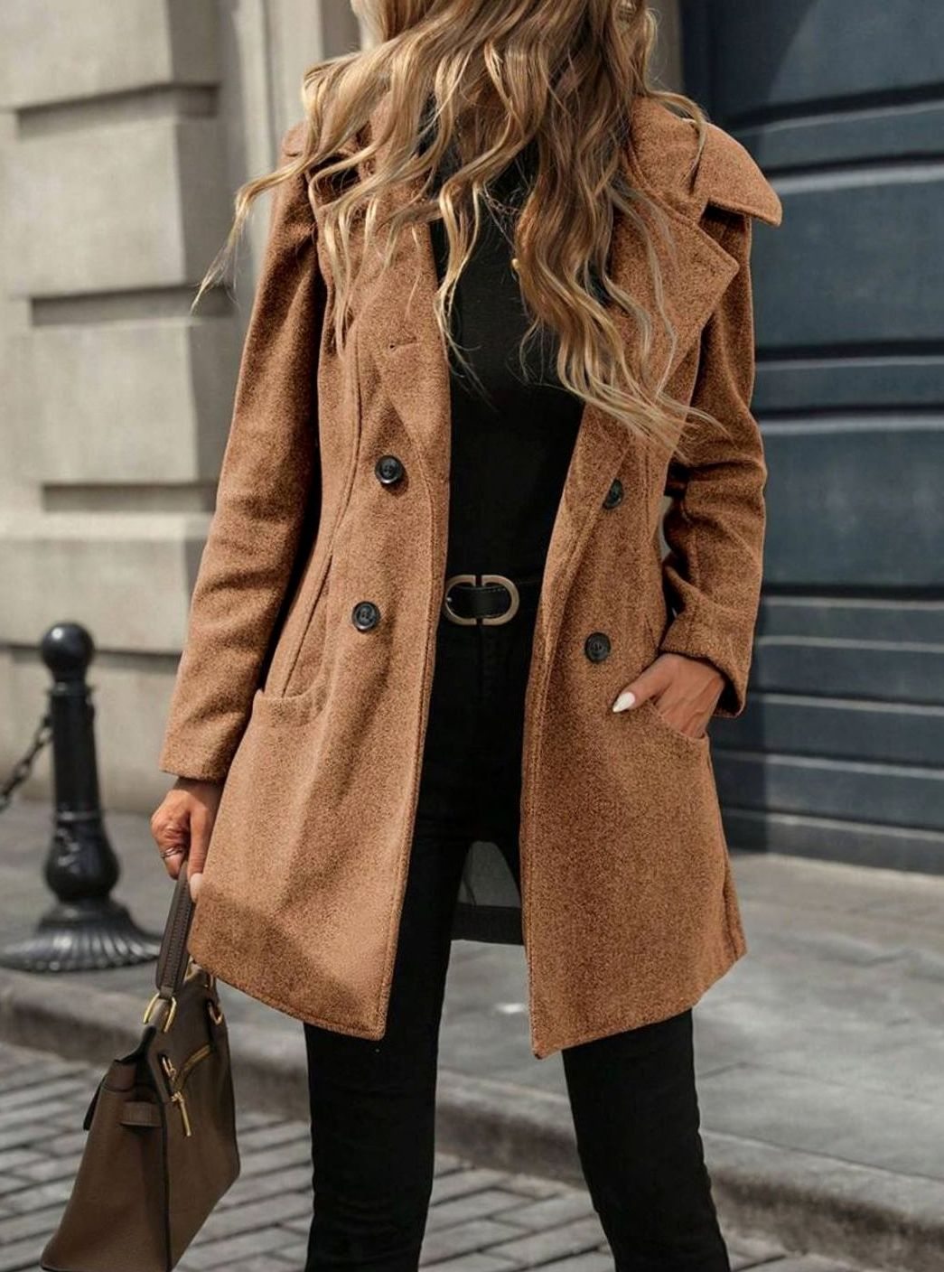 Penelope | Women's Double-Breasted Notch-Lapel Wool-Blend Midi Coat