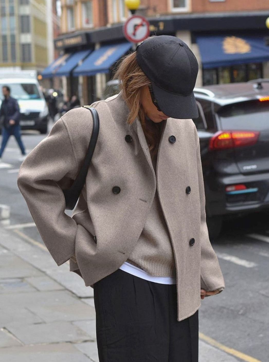 Victoria | Women's Double Breasted Peacoat Relaxed-Fit Stand-Collar Winter Coat