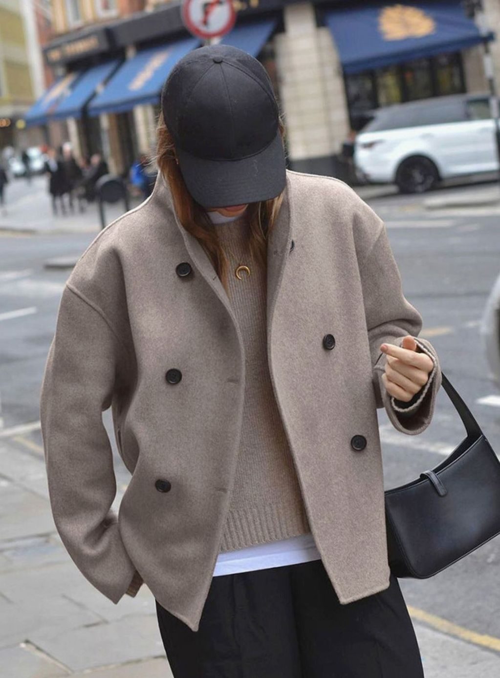 Victoria | Women's Double Breasted Peacoat Relaxed-Fit Stand-Collar Winter Coat