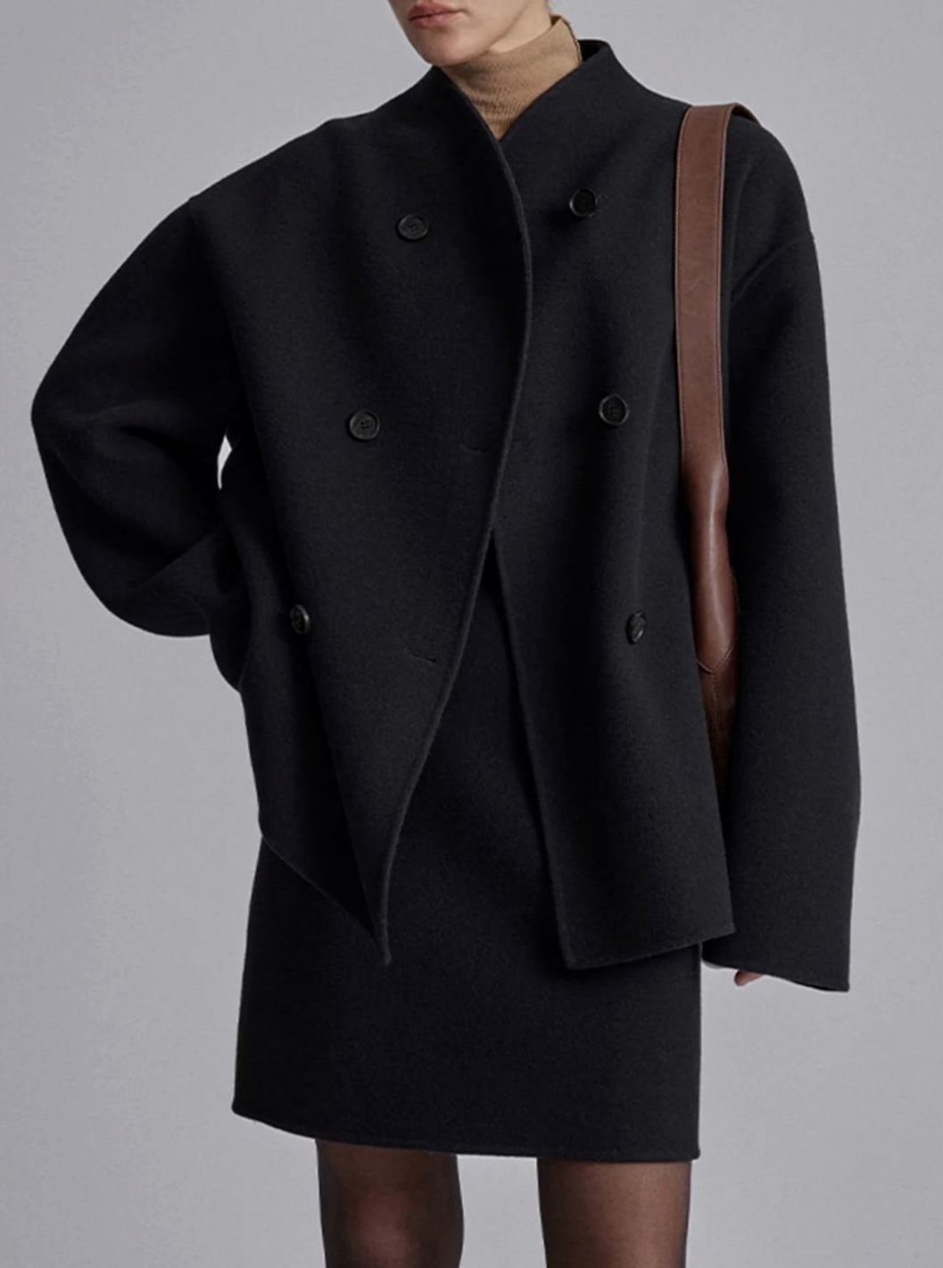 Victoria | Women's Double Breasted Peacoat Relaxed-Fit Stand-Collar Winter Coat
