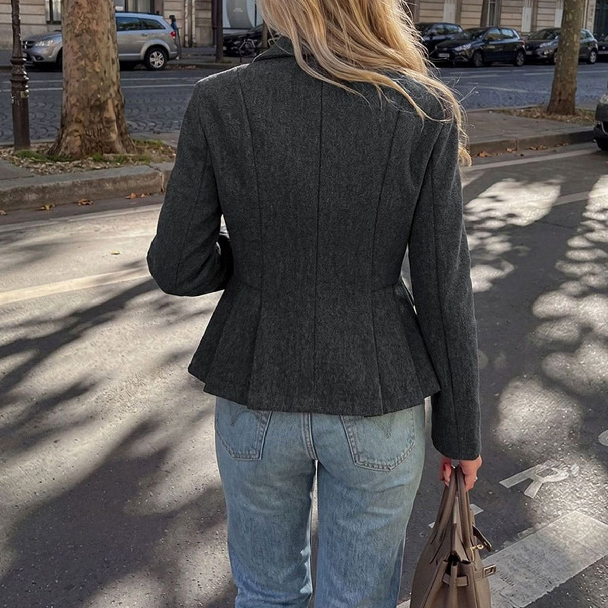 Isabella | Women's Double-Breasted Peplum Long-Sleeve Blazer