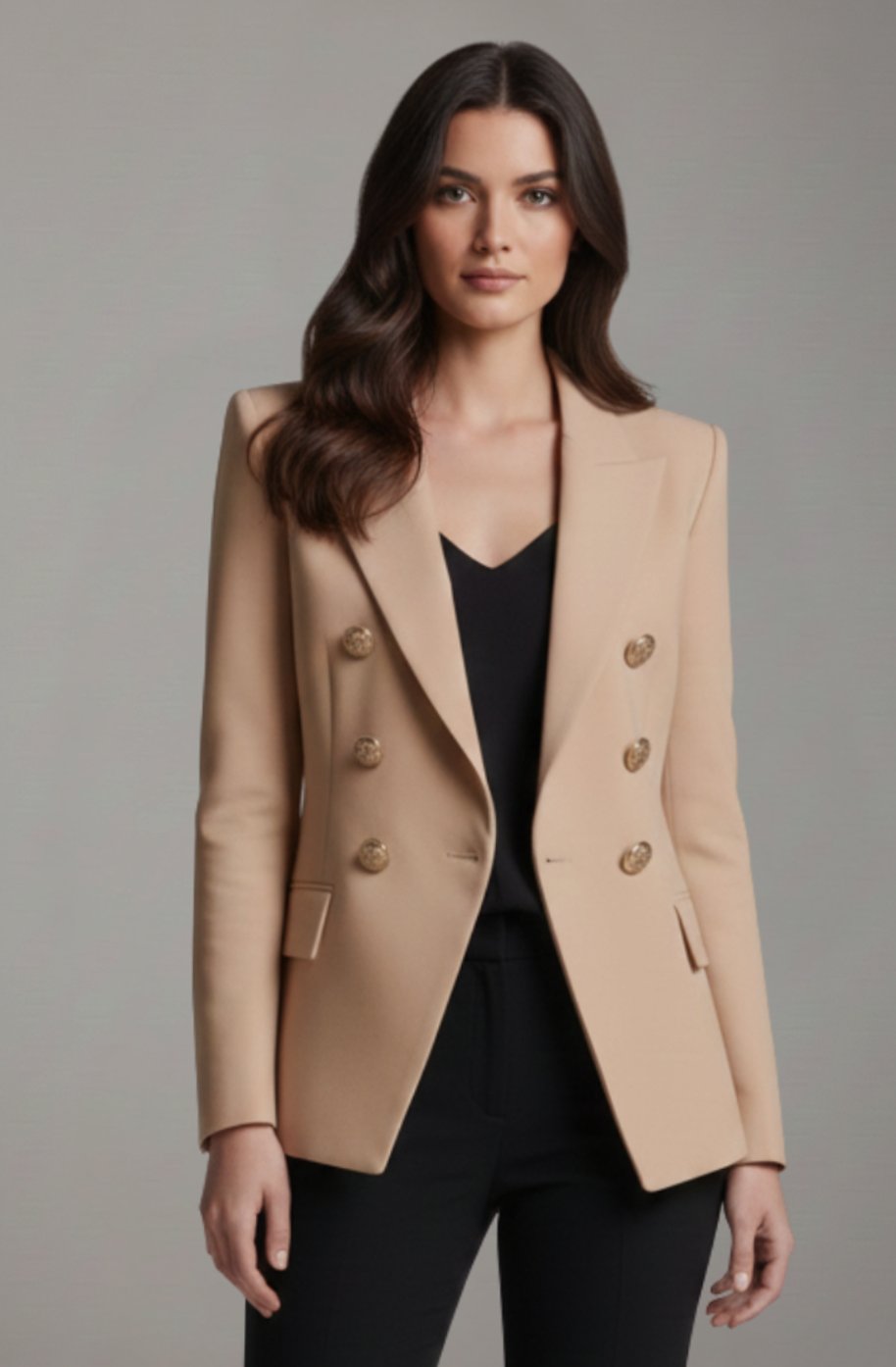 Aria | Women's Double-Breasted Tailored Blazer Gold-Tone Buttons