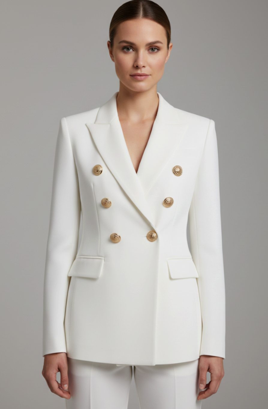 Aria | Women's Double-Breasted Tailored Blazer Gold-Tone Buttons