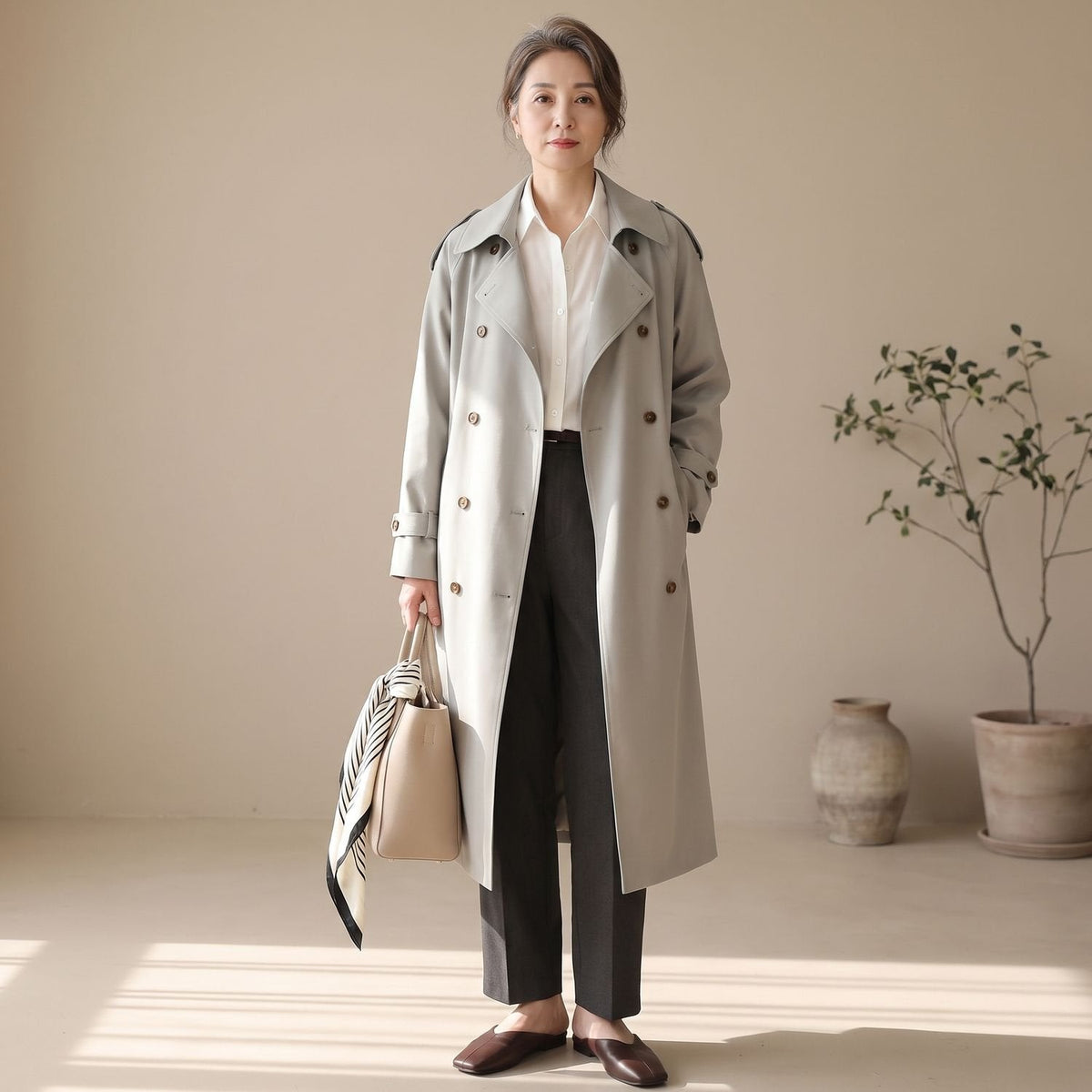 Sophia | Women's Double-Breasted Water-Repellent Long Trench Coat
