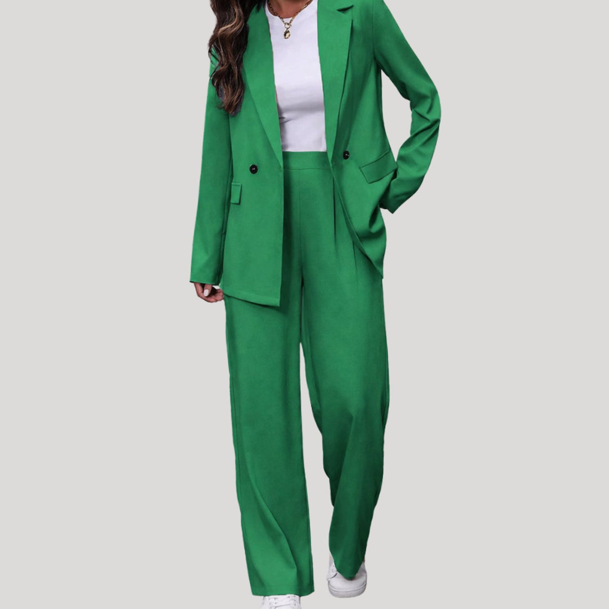 Victoria | Women's Double-Breasted Wide-Leg Blazer Pants Suit Set