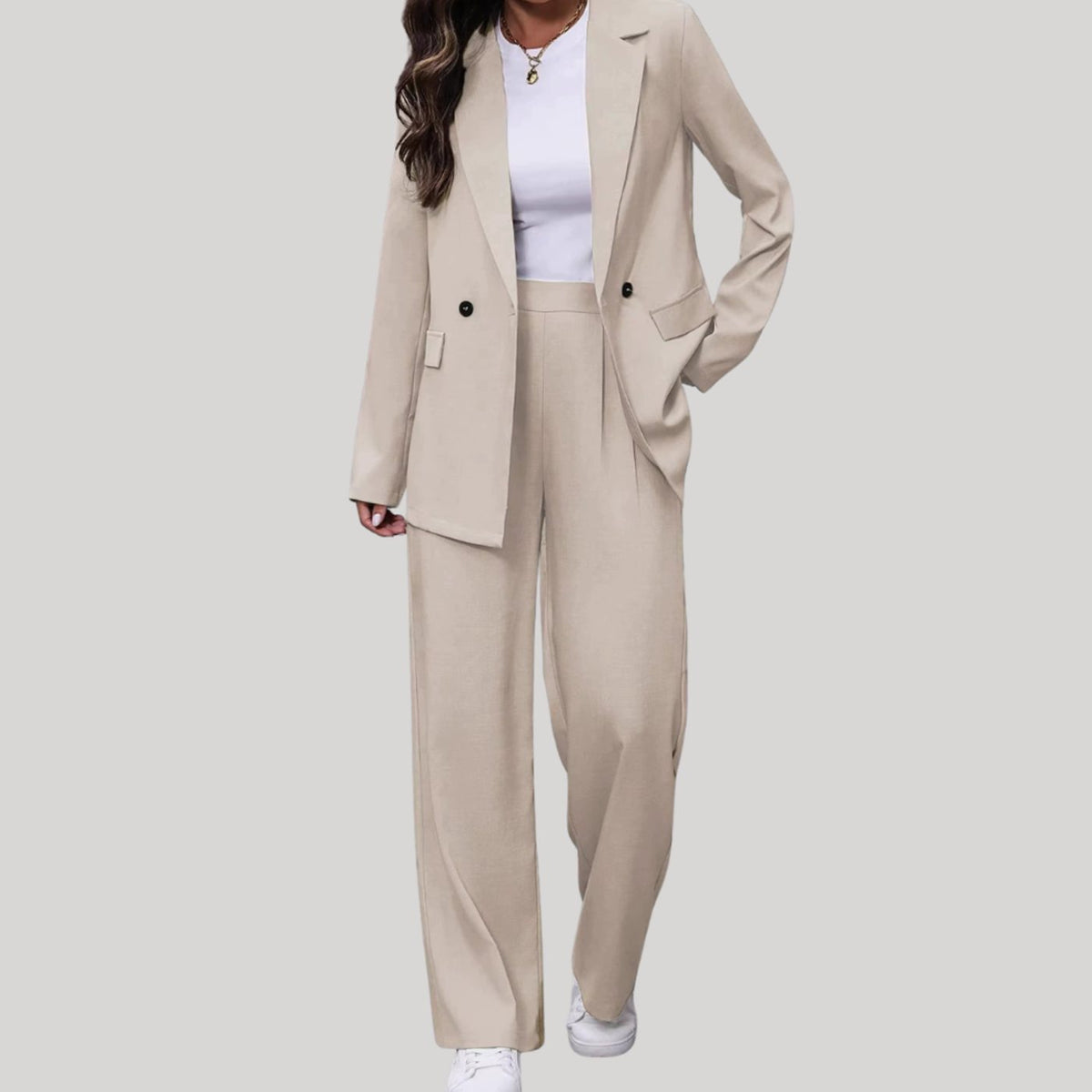 Victoria | Women's Double-Breasted Wide-Leg Blazer Pants Suit Set