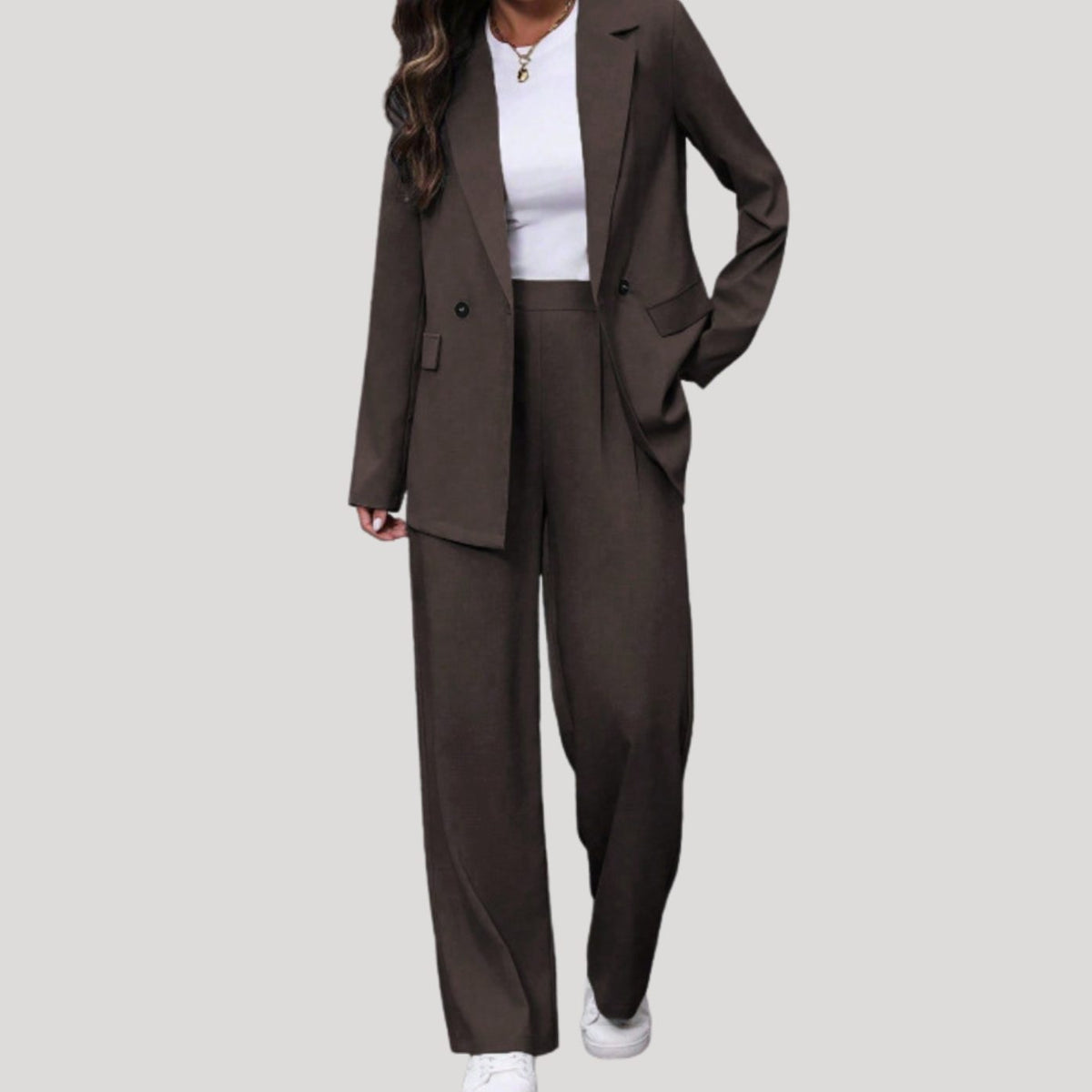 Victoria | Women's Double-Breasted Wide-Leg Blazer Pants Suit Set