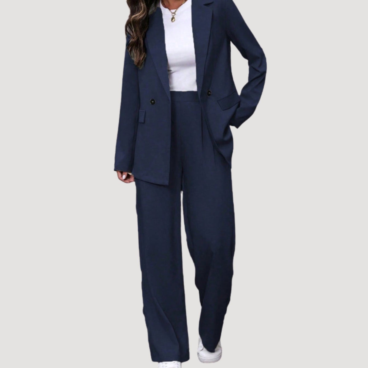 Victoria | Women's Double-Breasted Wide-Leg Blazer Pants Suit Set