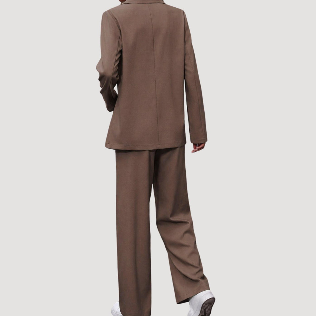 Luna | Women's Double-Breasted Wide-Leg Blazer Pants Suit Set, Burgundy