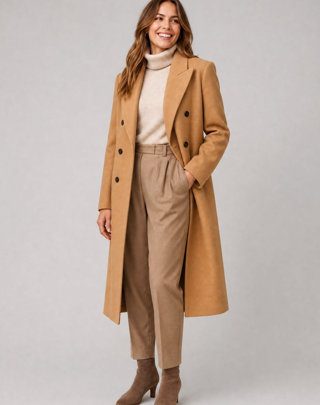 Sophia | Women's Double-Breasted Wool-Blend Tailored Long Overcoat